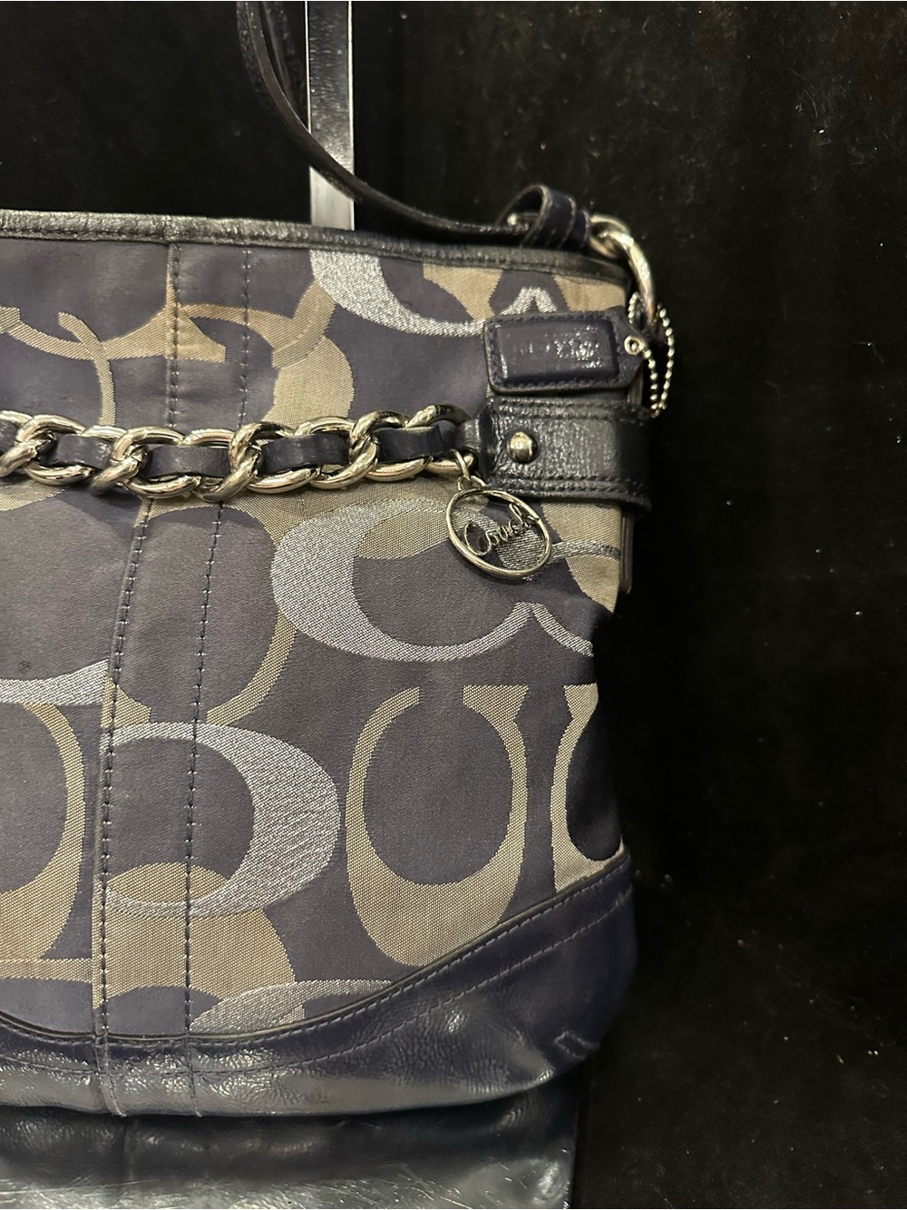Coach Moto Optic Black and Silver Signature Crossbody with Chain Detail - Picture 3 of 11